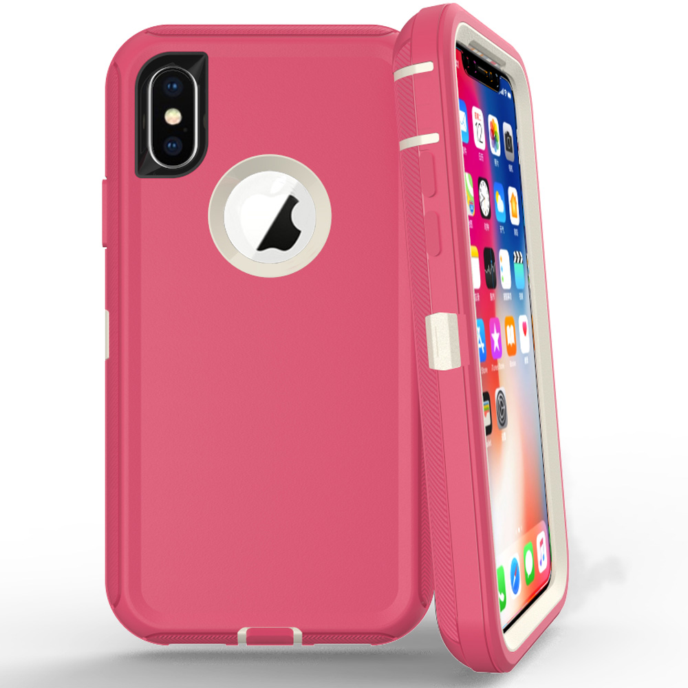 IPHONE Xr 6.1in Armor Robot Case (Hot Pink White)